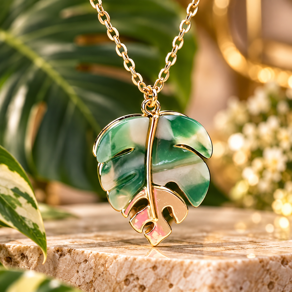 Monstera Leaf Pendant Necklace