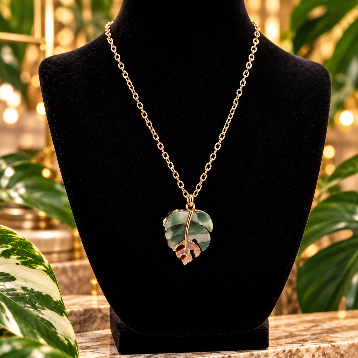 Monstera Leaf Pendant Necklace